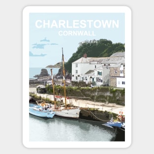 Cornwall Charlestown.  Cornish gift Kernow Travel location poster, St Austell Sticker